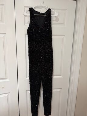 Forever 21 Black Sequin V-Neck Jumpsuit